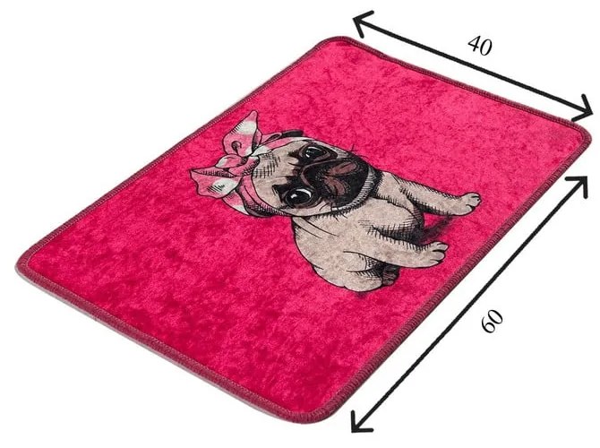 Ružová kúpeľňová predložka 40x60 cm Pink Pug – Foutastic