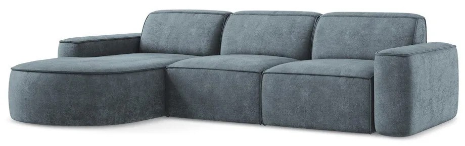 Sivomodrá ženilková rohová pohovka (ľavý roh/s leňoškou) Omao – Makamii