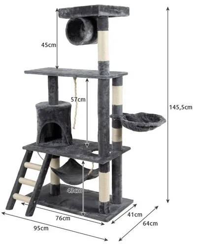Škrábadlo pre mačky 145,5 x 95 x 64 cm Purlov 21713