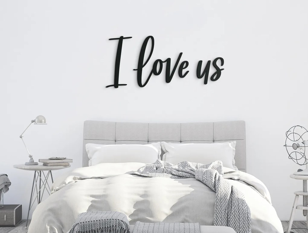 drevko Drevený nápis I love us Rozmer obrazu: 19 x 43 cm, Farba dekorácie: Čierna