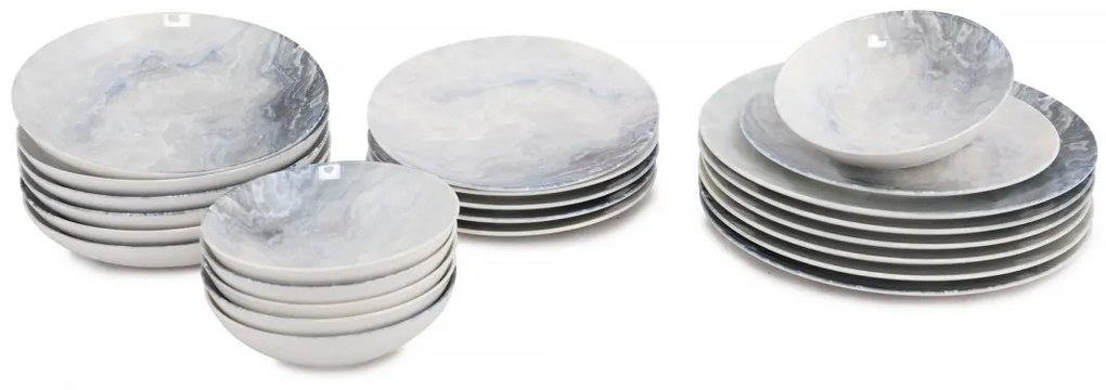 Porcelánová sada 24 ks talířů Pearl bílá/šedá