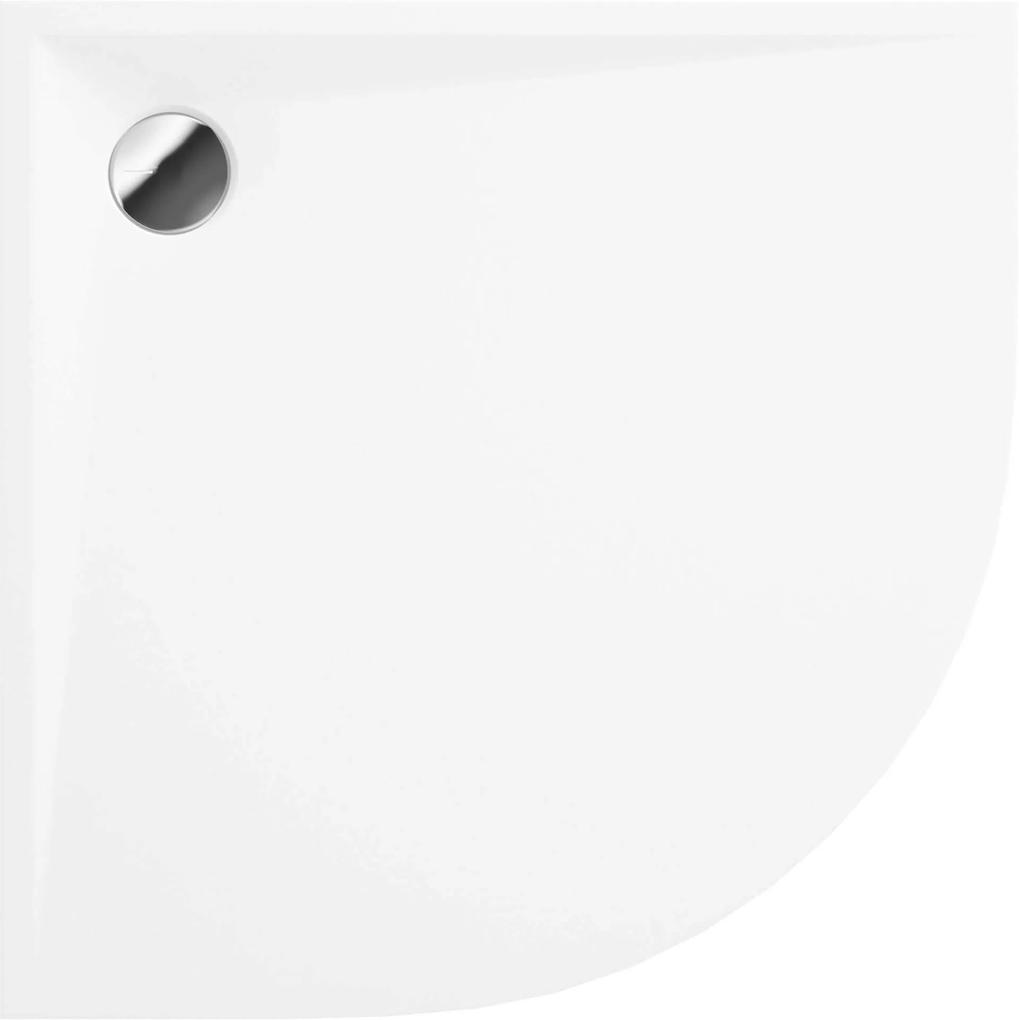 Deante Kerria Plus, štvrťkruhová akrylátová sprchová vanička 90x90x3 cm, hĺbka 1,5cm, technológia Solid, biela, KTS_053B