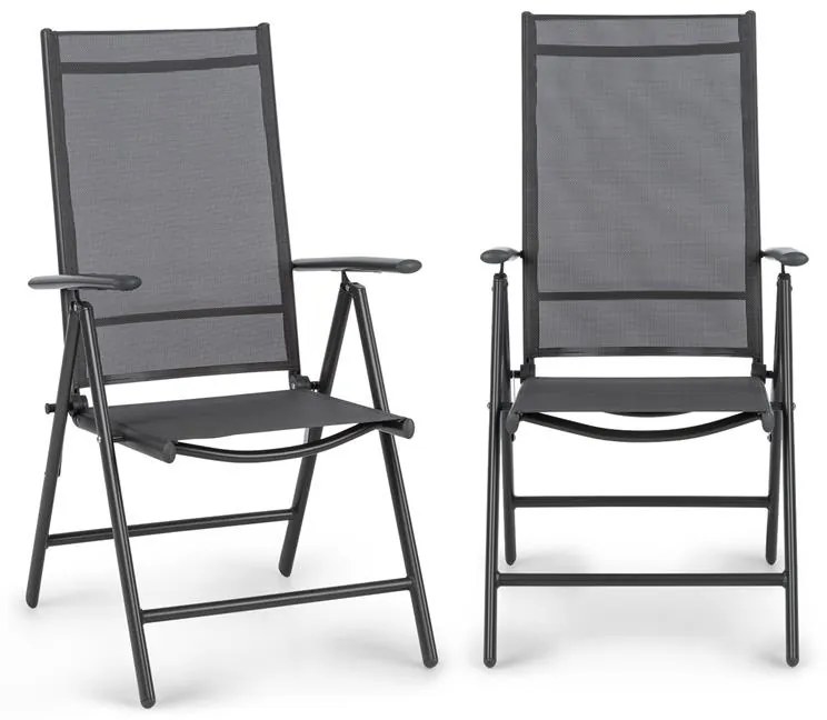 Blumfeldt Almeria, skladacie stoličky, 2 ks, 56,5 x 107 x 68 cm, ComfortMesh, antracitová