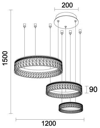 Stlmiteľný LED krištáľový luster na lankách THALIA LED/120W/230V 3000-6000K + diaľkové ovládanie