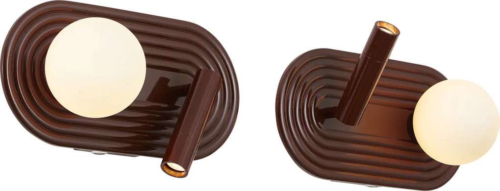 Súprava 2 retro nástenných lámp hnedých vrátane 3-stupňovej stmievateľnej LED a USB-C - Lila