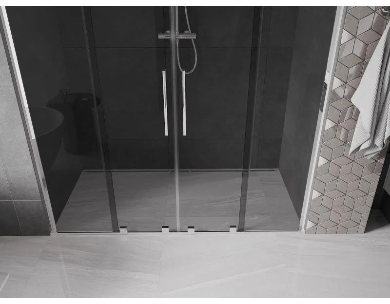 Mexen Velar L Duo, posuvné sprchové dvere do otvoru 170 cm, 8mm šedé sklo, chrómová, 871-170-003-42-01