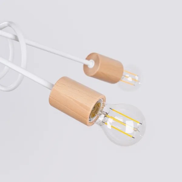 Sollux SL.1475 - Prisadený luster EMBER 5xE27/15W/230V biela/béžová/buk