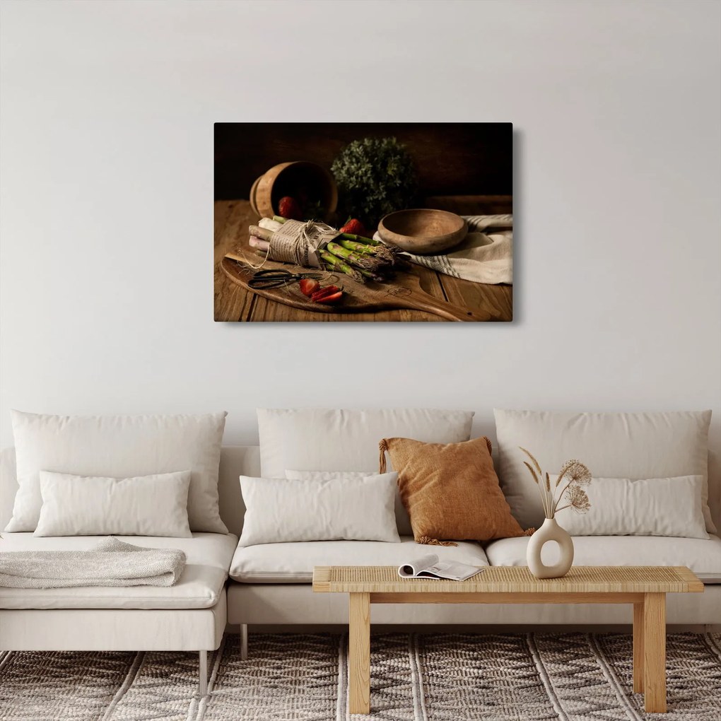 Obraz špargle na stole (90x60 cm)