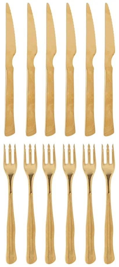 Antikoro príbor 12 ks v zlatej farbe Ollin – Bloomingville