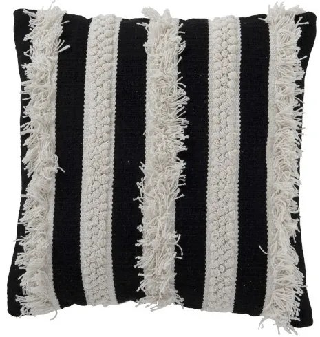 Čierno-biely pruhovaný vankúš so strapcami Monochrome - 45 * 45 cm