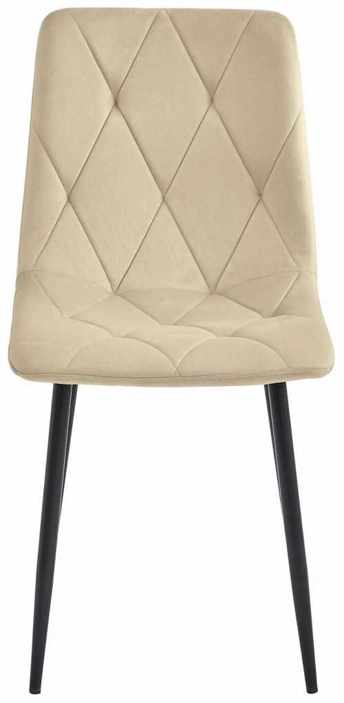 Svetlobéžová zamatová jedálenská stolička LIBRA s čiernymi nohami