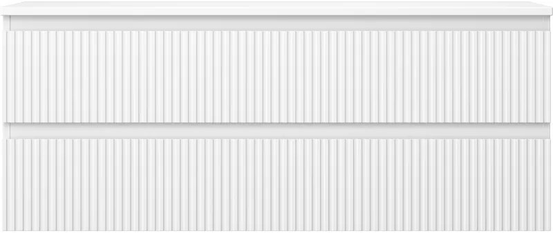 Mexen Rivel, kúpeľňová skrinka 120 cm s pracovnou doskou, 2 zásuvky, drážkovaná, biela matná, 91A20-12047-2-BFFC01