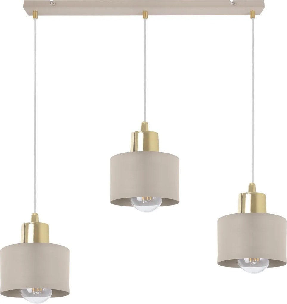 Závesné svietidlo Panta, 3x béžové kovové tienidlo, g