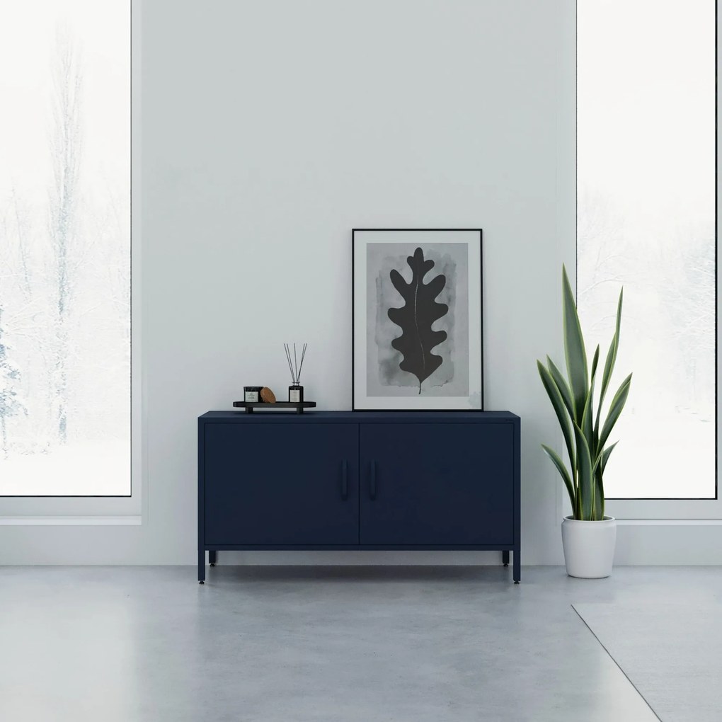 TV skrinka kovová na nožičkách tmavomodrá, 1150x595x400 mm: ROSA Modern