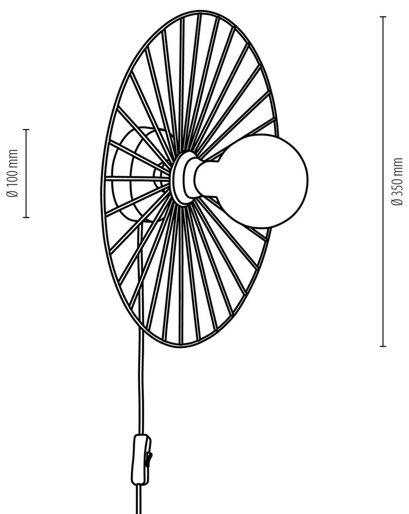 Envolight Yahel nástenné svetlo dub/čierna, Ø 35cm