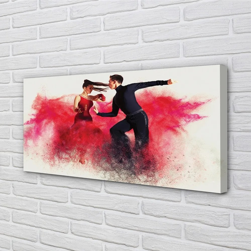 Obraz canvas Ľudia červený dym 140x70 cm