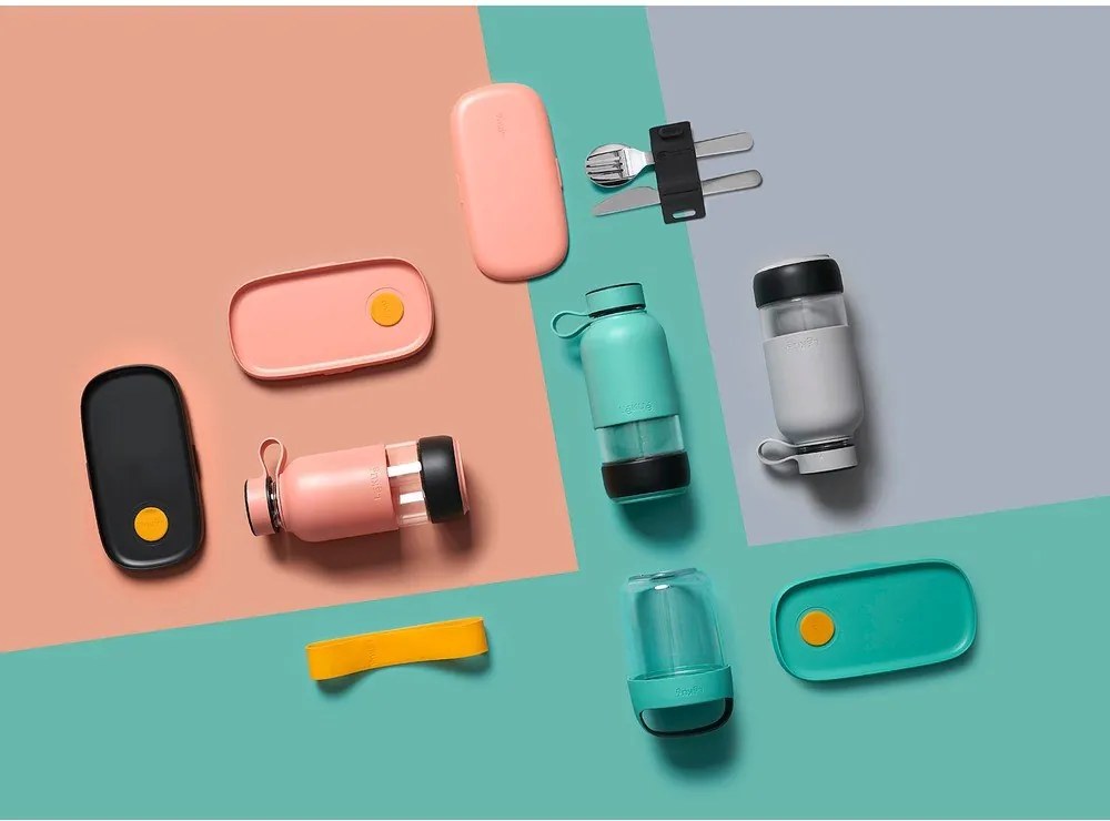 Tyrkysovomodrá cestovná sklenená fľaša 500 ml To Go – Lékué