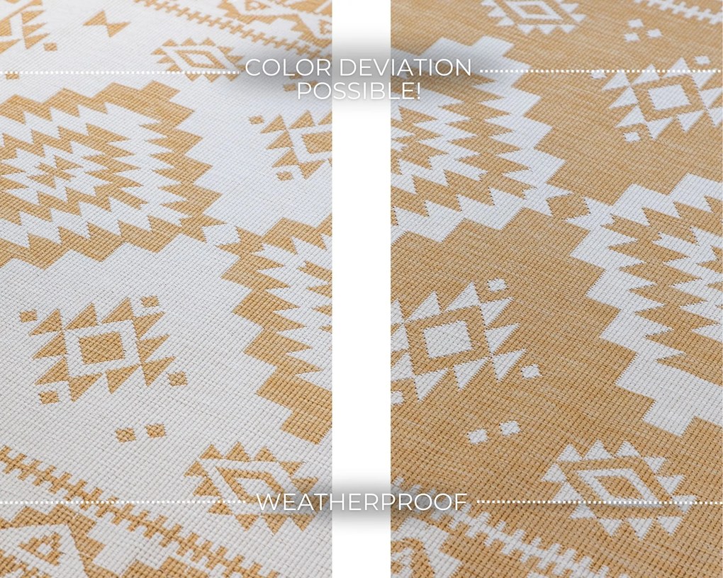 ELLE Decoration, Kusový koberec Gemini 106022 Ochre z kolekcie Elle – na von aj na doma, 80x150, žltá, chodba / predsieň