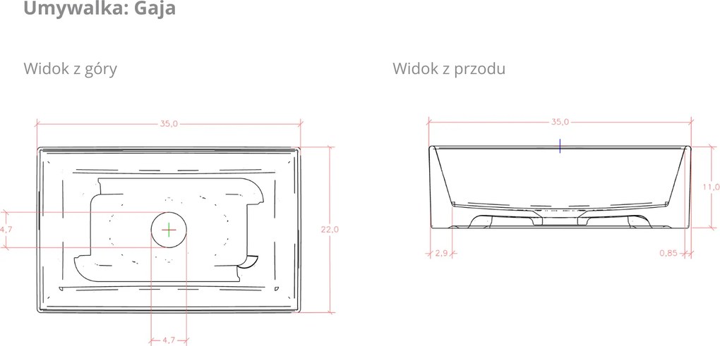 Comad Keramické umývadlo na dosku UN-GAJA35-SW, biela