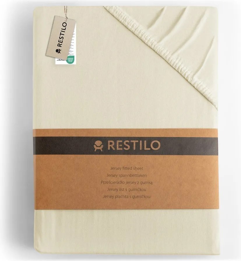 Béžová napínacia plachta jersey 200x200 cm Amber – Restilo