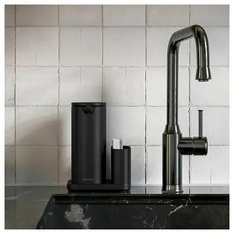 Simplehuman Bezdotykový dávkovač mydla + podložka na hubku, čierna