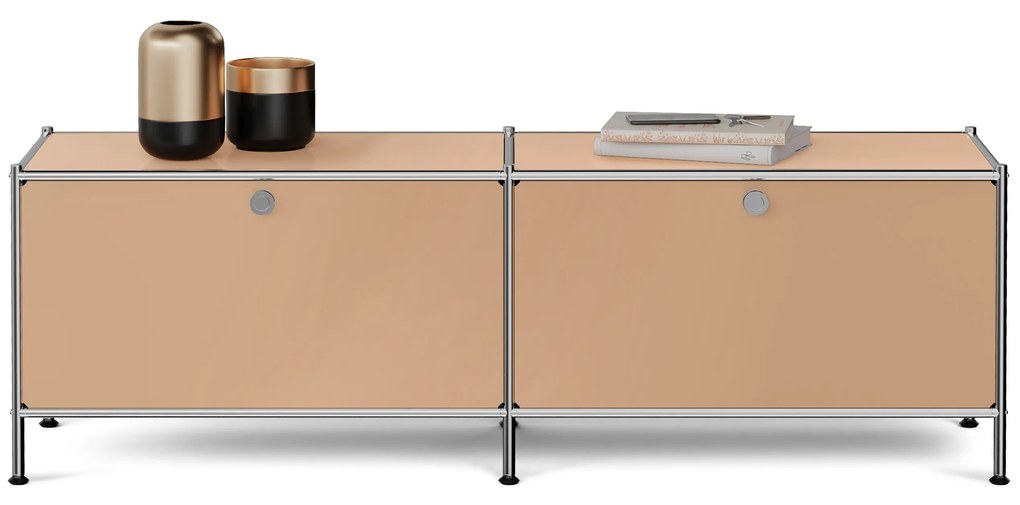 Nízky kovový stolík »CN3« s priehradkami, karamelová