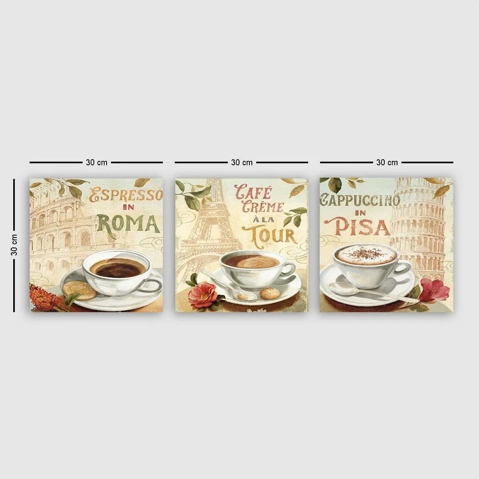 Obrazy v súprave 3 ks 30x30 cm Taliansko – Wallity