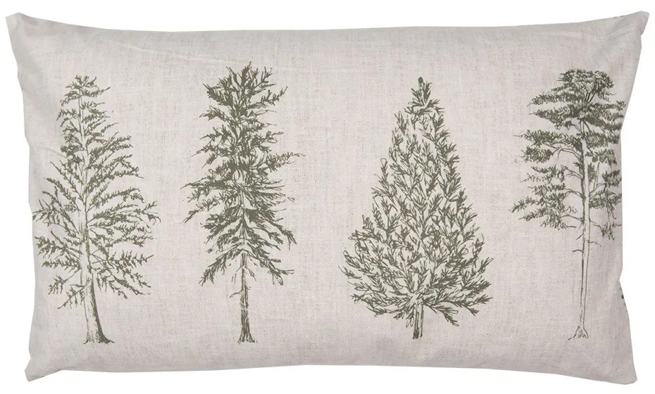 Béžová bavlnená obliečka na vankúš so stromčekmi Natural Pine Trees - 30*50cm