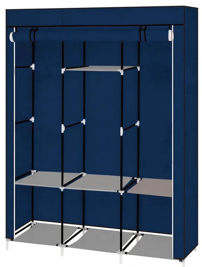 Mobilný šatník 130x45x170 cm-Tmavomodrý