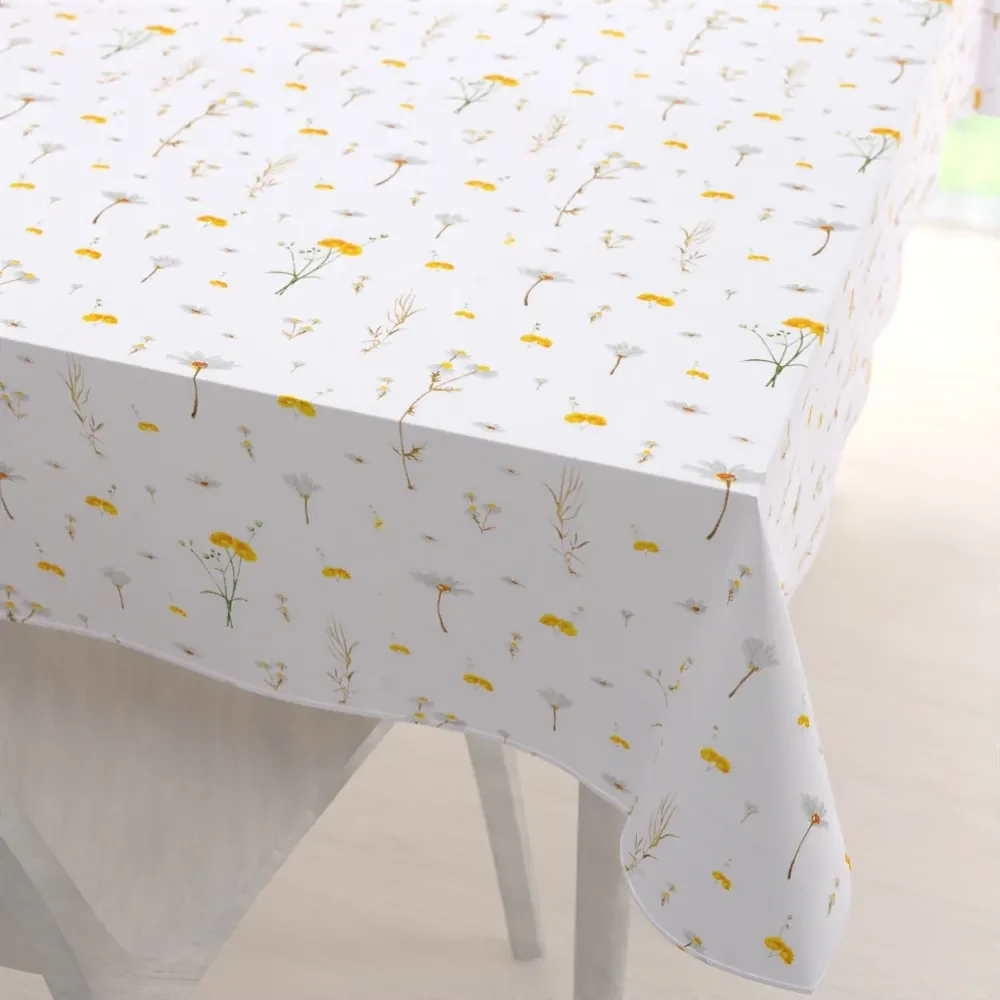 Biante Bavlnený obdĺžnikový obrus Sandra SA-497 Žlté bylinky na bielom 140x220 cm