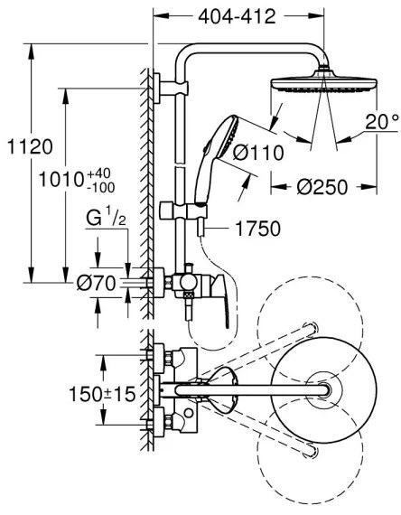 GROHE 26679001 - Sprchový systém VITALIO START 250 390 mm lesklý chróm