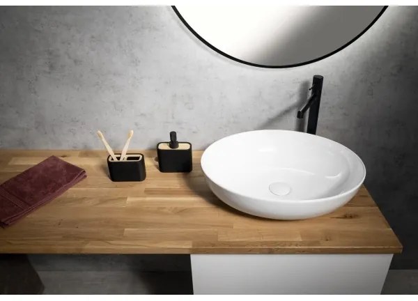 Gedy - Stojanček na zubné kefky NINFEA čierna/bambus