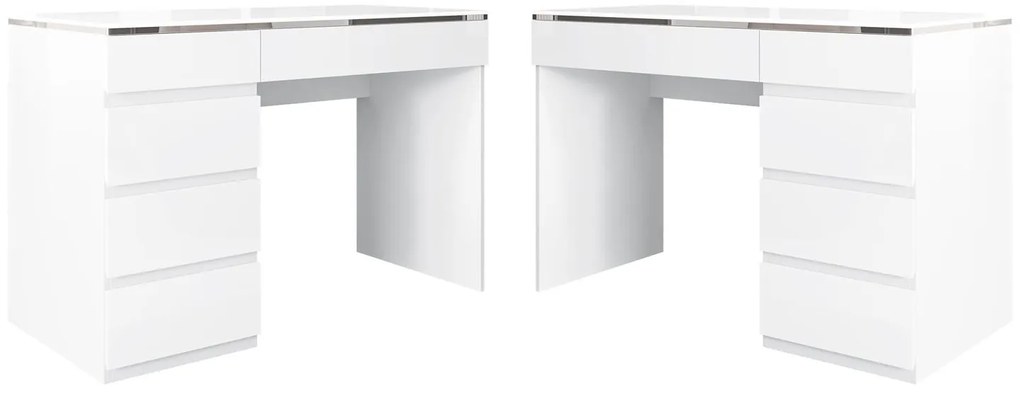 PISACÍ STÔL NESSIE BIELY LESK + STRIEBORNÝ 120 cm