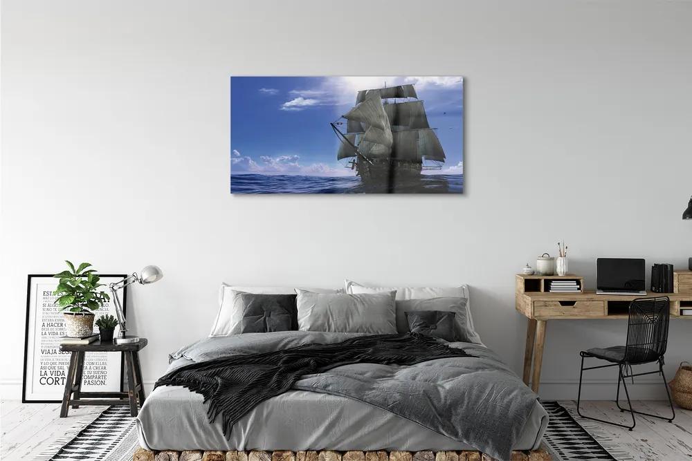 Obraz plexi Morská oblačnosti loď 125x50 cm