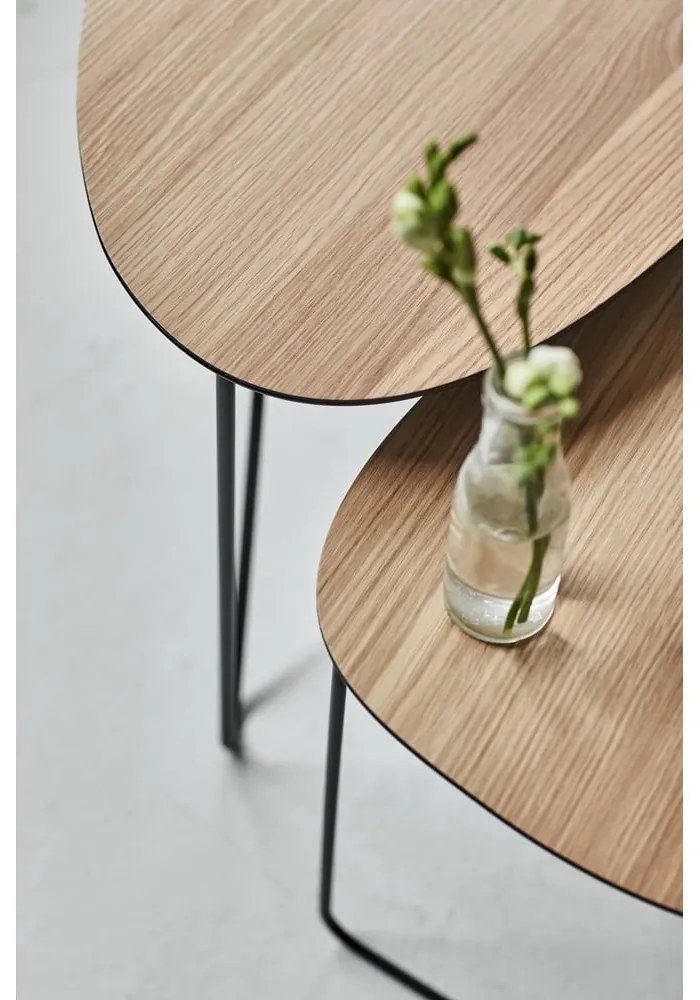 Kovový konferenčný stolík v prírodnej farbe 37x44 cm Curve M Wood – LIND DNA