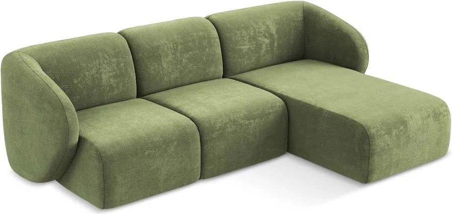 Zelená ženilková rohová pohovka (pravý roh/s leňoškou) Lani – Makamii