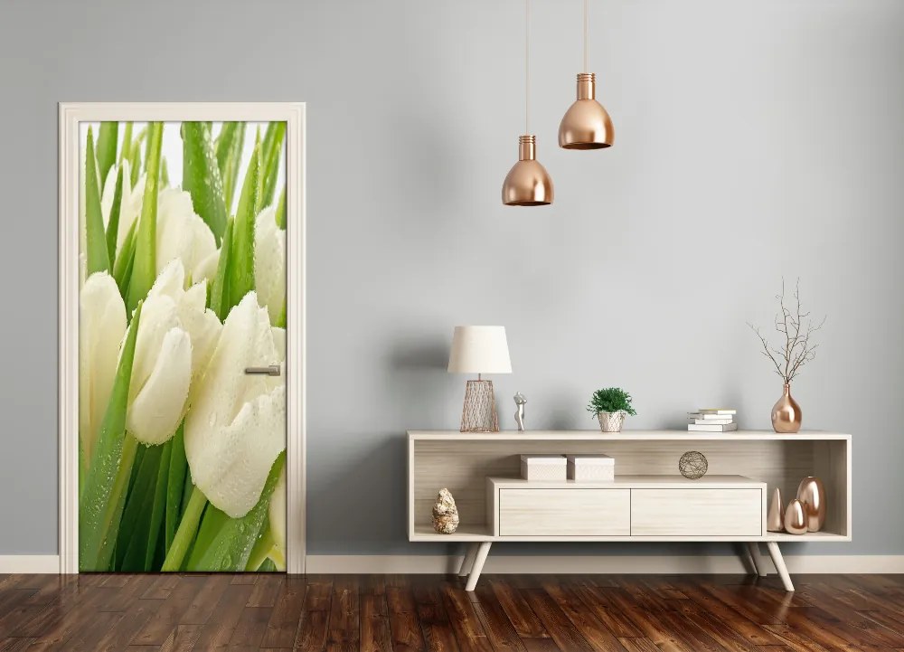 Fototapeta samolepiace biele tulipány 95x205 cm