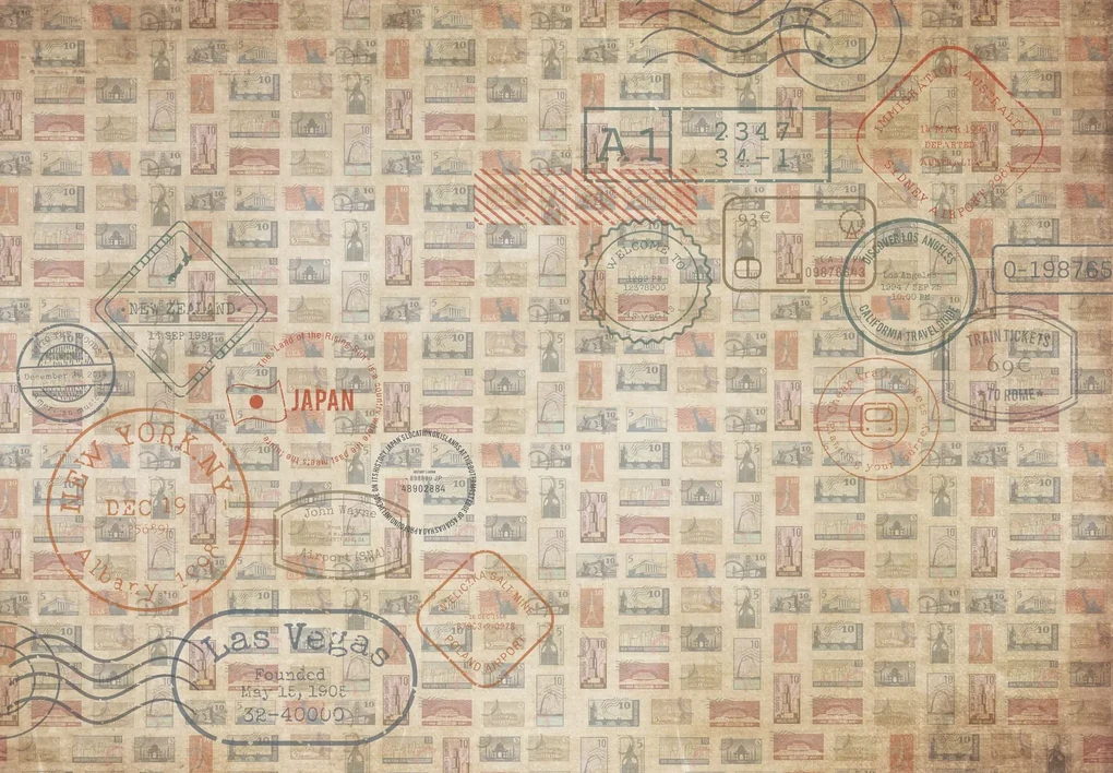 Fototapeta - Známky sveta (147x102 cm)