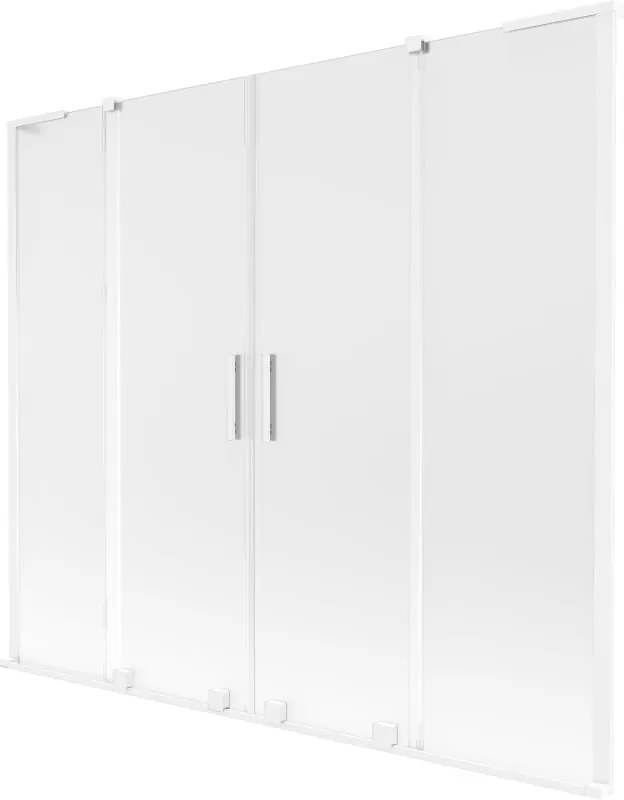 Mexen Velar L Duo, 2-krídlová posuvná vaňová zástena 170 x 150 cm, 8mm sklo námraza, biela matná, 896-170-003-32-20
