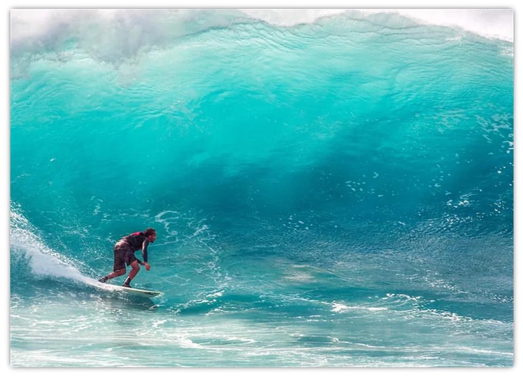 Obraz surferov vo vlnách (70x50 cm)