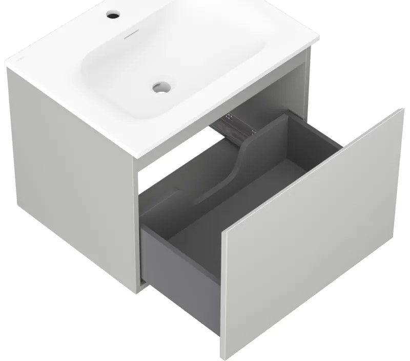 Mexen Orio, kúpeľňová skrinka 60 cm s umývadlom Vela, 1 zásuvka, šedá matná/biela matná, 91A10-06047-1-BF62-W23M01