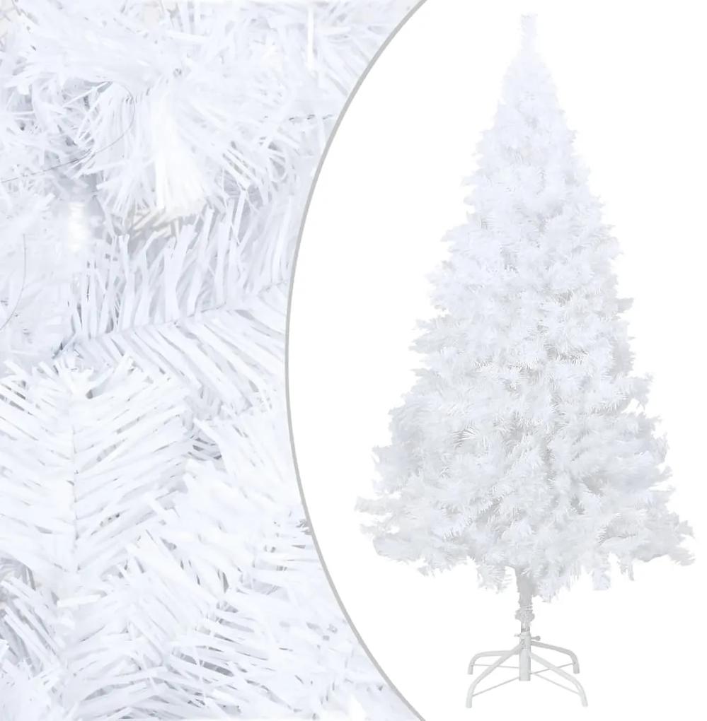 vidaXL Umelý vianočný stromček s hustým ihličím, biely 180 cm, PVC