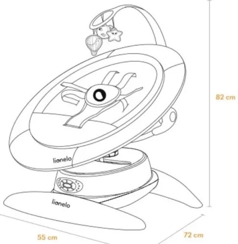 Lionelo - Detské húpacie lehátko s melódiou MELL Grey Stone 4xAA + diaľkové ovládanie
