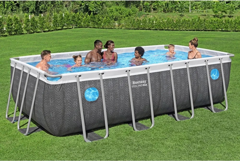 Bazén 488m x 244cm Splash View frame pool Gray Rattan Bestway 561 MB