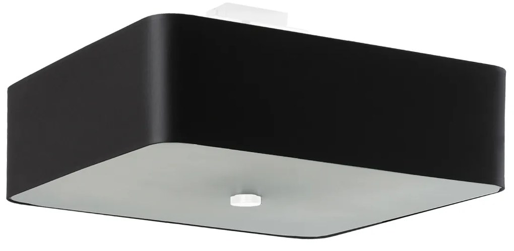 Stropné svietidlo Lokko, 1x čierne textilné tienidlo, (biele sklo), (45 cm)