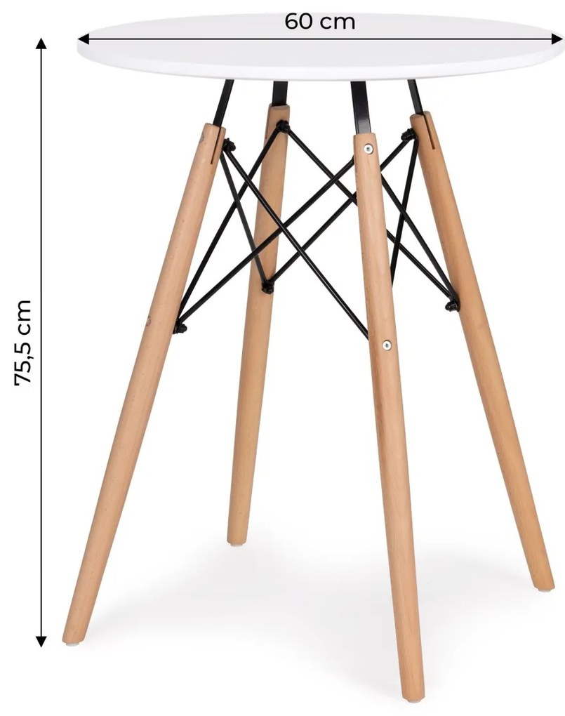 Jedálenský stôl 60 cm biely
