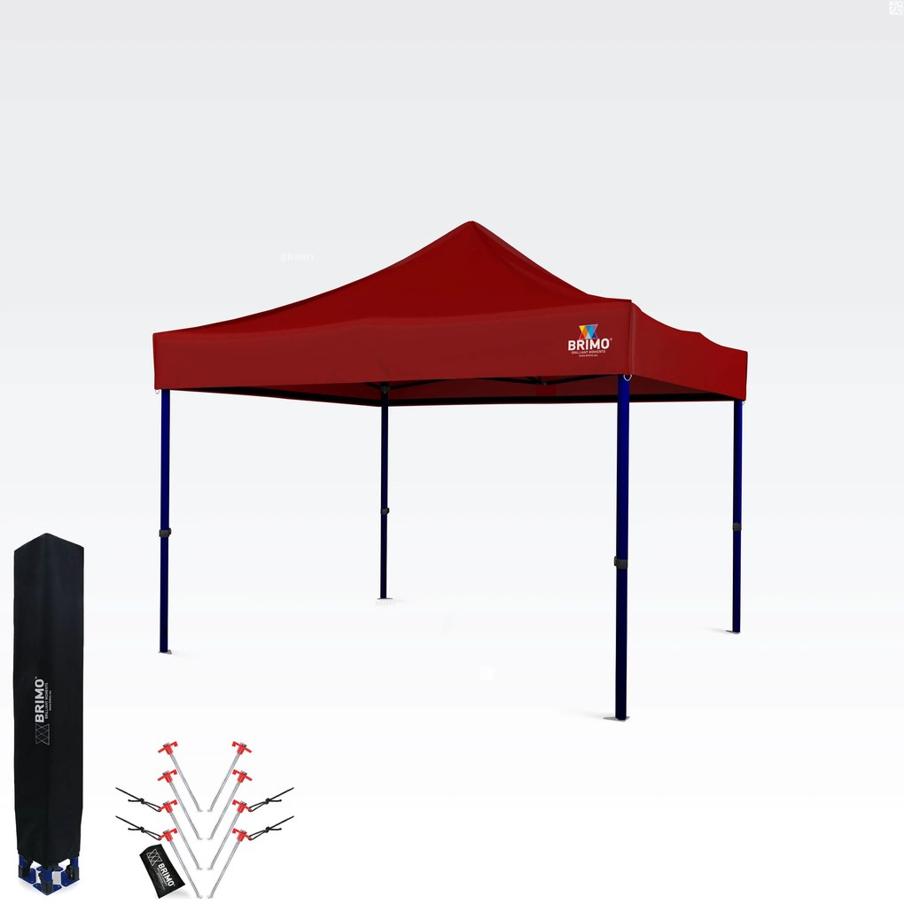 BRIMO Nožnicový stan 3x3 m – Rýchla montáž a 100% ochrana pre Párty a Oslavy - bez 3 stien - Červená 31