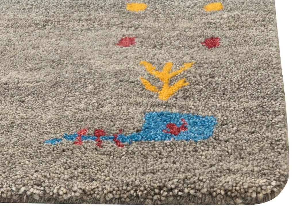 Vlnený koberec gabbeh 140 x 200 cm sivý SEYMEN Beliani