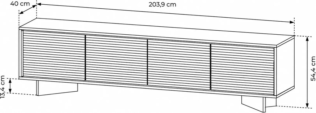 TV STOLÍK GALLIANO DUB BOLIVAR + CAPPUCCINO LED 204 cm