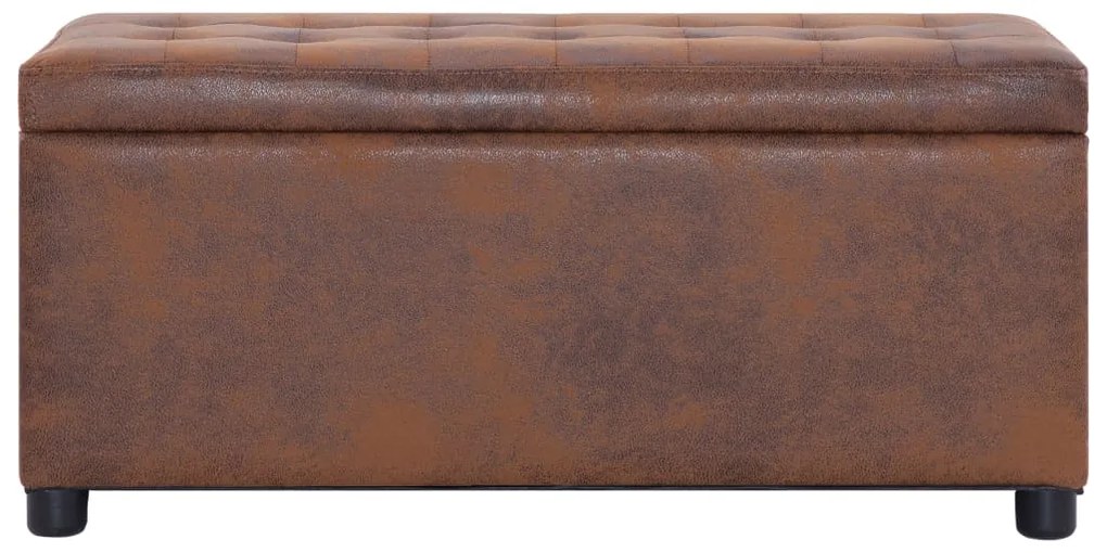 vidaXL Taburetka s úložným priestorom 87,5 cm, hnedá, umelý semiš